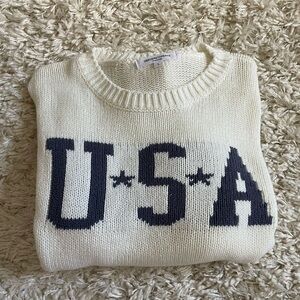Grayson Threads Cream Sweater with Black USA Design